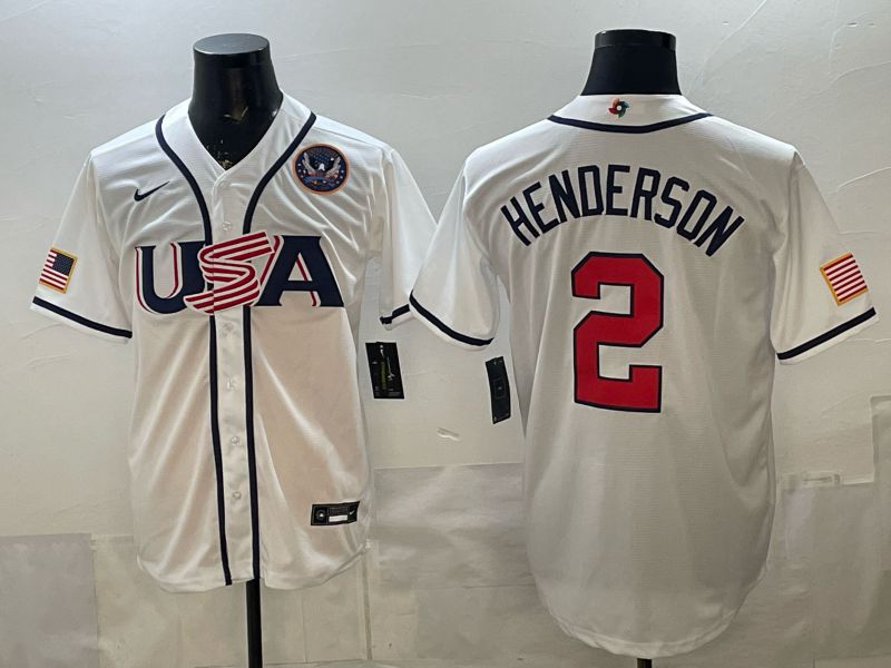 Men 2026 World Cub USA #2 Henderson White Game Nike MLB Jersey style 007->->MLB Jersey